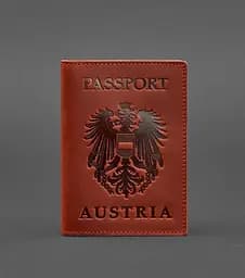 Кожаная обложка для паспорта с австрийским гербом коралл