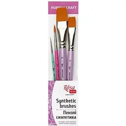 Набір пензлів №4 для декору синтетика кругла та плоска 4 шт (№0,4,18,26) Rosa TALENT