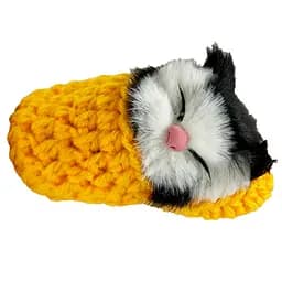 Детский антистресс Котик спит в вязаной тапочке MM418(Yellow)
