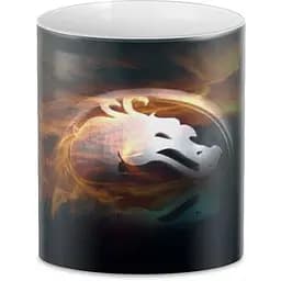 Кухоль GeekLand Mortal Kombat Мортал Комбат герба сірий фон MK.02.06 330 мл білий