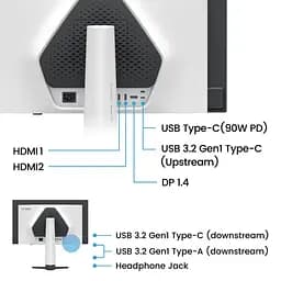 Монітор TFT 27" BenQ EX271UZ, 4K UHD, QD-OLED, 240Hz, HDMI, DP, USB- C, USB-hub, білий (9H.LP2LA.TBE) - мініатюра 7