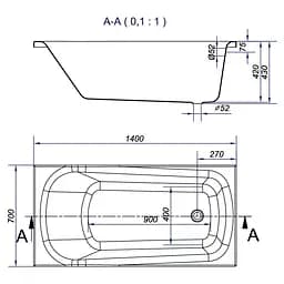 Ванна Cersanit Nao ABS 140x70 з ніжками S301-247 - мініатюра 3