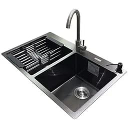 Комплект мийка + змішувач Romzha Arta U-730SD BL (A)