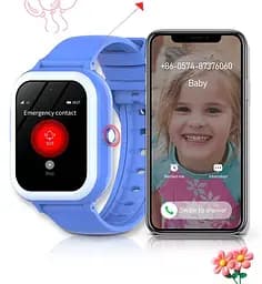 Дитячий смарт годинник Lemfo D89 з GPS трекером, SIM-картою, відеодзвінками, AMOLED дисплеєм, камерою, прослуховуванням, голосовим чатом, Wi-Fi та кнопкою SOS Синій - мініатюра 8