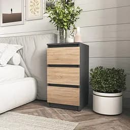 Тумба приліжкова Moreli T-216 на 3 шухляди 400x758x398 мм антрацитовий дуб сонома (mo-t216-antracit-sonoma)