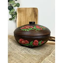 Кастрюля для плова с крышкой керамическая (глиняная) резная Мак 3 л