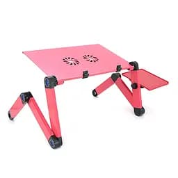 Стіл-трансформер під ноутбук Laptop Table YL-803, 2 вентилятори, Pink, 480*260 mm