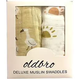 Набор муслиновых детских пеленальных одеял OldBro комплект из 2 шт. размер 100х120 см funny stories
