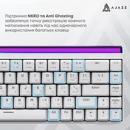 Клавіатура Ajazz NK68 Red Switch White USB-C (NK68-R-W) - мініатюра 4