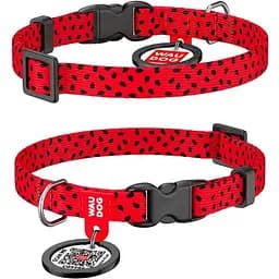 Нашийник для собак Waudog Nylon нейлоновий з QR паспортом, малюнок Кавун, пластиковий фастекс, XS, Ш 10 мм, Дов 20-30 см