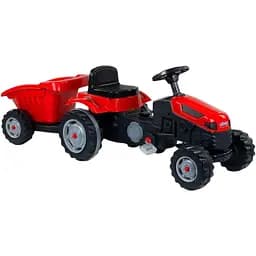 Педальний трактор з причепом Pilsan, червоний, регульоване сидіння, клаксон на кермі