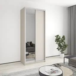 Шкаф-купе двухдверный MebelStar Стандарт AL ДСП/Зеркало 100x45x240 см Кашемир (MBS-3690)