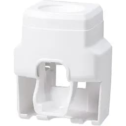 Дозатор зубної пасти з тримачем для зубних щіток настінний самоклеючий сірий з білим (JW-7200)