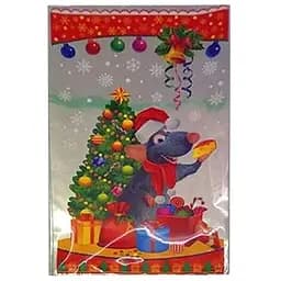 Пакет подарунковий для цукерок №30 Мишеня фольгований новорічний 20х35 см 100 шт.