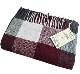 Плед вовняний Vladi Палермо 140x200 біло-бордово-сірий 8