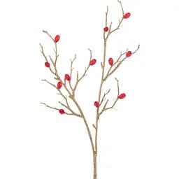 Штучна гілочка золотого кольору J-LINE з камінням червоного кольору висота 49 см (37549)