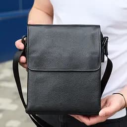 Сумка месенджер 21.5x25x7 шкіряна барсетка для чоловіків Tiding Bag 35775 чорна 215 мм - мініатюра 11