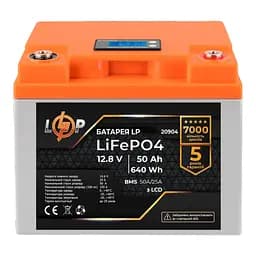 Акумулятор LP LiFePO4 LCD 12V (12,8V) - 50 Ah (640Wh) (BMS 50A/25A) пластик