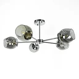 Сучасна стельова люстра в хромі на 5 плафонів Line.F 91069/5 CR