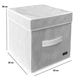 Короб  ORGANIZE  з кришкою 30*30*30 см (білий) - мініатюра 5