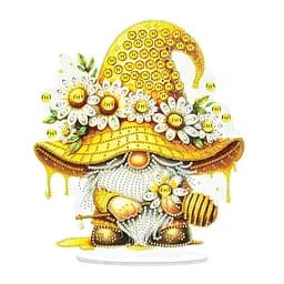 Алмазная мозаика Strateg ПРЕМИУМ Медовое волшебство гнома на подставке размером 25х25 см (YKLZ15229)