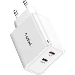 Мережевий зарядний пристрій Choetech PD Dual USB-C Charger 65W White (PD6013-EU-WH) [100842] - мініатюра 3