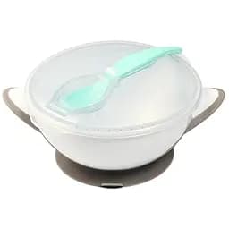 Мисочка BabyOno с присоской и ложечкой, серый (1063/02)
