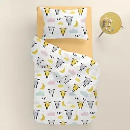 Дитяча постільна білизна в ліжечко SHEEPS CS4, жовтий (SheepYellowGreyBeige_Honey110x160_140) - мініатюра 2