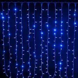 Гірлянда штора Водоспад 720 led 3х3м (прозорий провід, 15 ниток) Синій - мініатюра 4