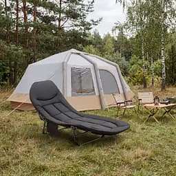 Шезлонг-ліжко туристичне Outtec Sun Zen розкладне м'яке з матрацом чорний - мініатюра 6