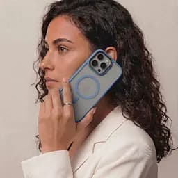 Чехол для Apple iPhone 15 Pro Max, Uniq MagCase, голубой, противоударный, панель-накладка с MagSafe, ударопрочный TPU+PC, с магнитом MagSafe, поддержка полноценной беспроводной зарядки, ArmorStandart (ARM75332) - мініатюра 5