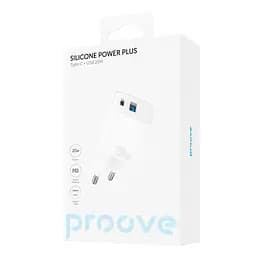 Зарядний пристрій адаптер Proove Silicone Power Plus 20 W (Type-C + USB) біле - мініатюра 5