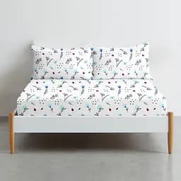 Простирадло Cosas на резинці фланель 80х160 blue wildflowers, білий (Flannel_BushLightBlue_80x160x20) - мініатюра 3