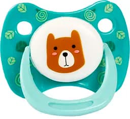 Пустышка латексная Курносики Мишка, круглая, 6-12+ мес., бирюзовый (7217/6-12+ зел)