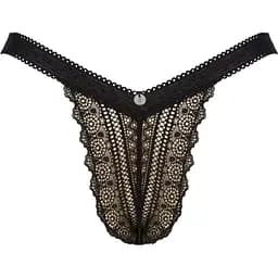 Кружевные трусики с заниженной талией Obsessive Estiqua panties M/L, черные