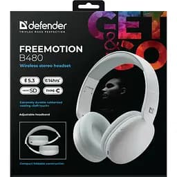 Гарнітура Defender FreeMotion B480 Bluetooth + 3.5 мм + USB-CWhite (63481) - мініатюра 3