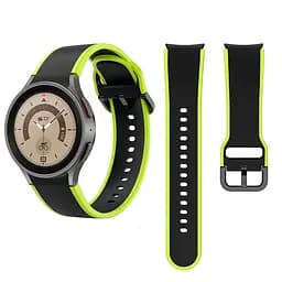 Ремінець для Samsung Galaxy Watch 4 Classic 42mm - чорно-зелений ширина кріплення 20мм силікон розмір L Watchbands Double Line (W12-5WB17999971) - мініатюра 5