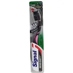 Зубна щітка Signal Деревне вугілля Soft чорна з рожевим