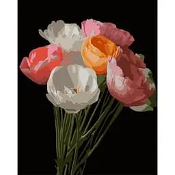 Картина по номерам Strateg Весенний букет на черном фоне 40х50 см (AH1251)