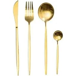 Набор столовых приборов Yiwu HP-20-43 нержавеющая сталь 24 предмета на 6 персон Золотой