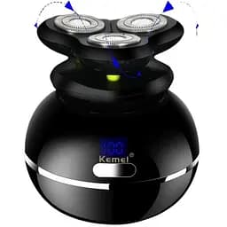 Електробритва для чоловіків Kemei Km-1109 роторна для вологого і сухого гоління з плаваючими головками та тримером 5в1 чорна - мініатюра 3