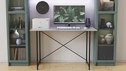 Стіл письмовий Line Лайт Ferrum-decor 750x1000x600 Чорний метал ДСП Бетон 16 мм (FRD-104849) - мініатюра 2