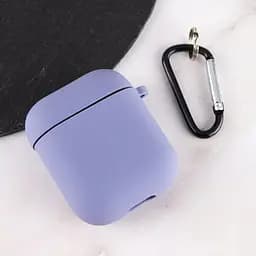 Силіконовий футляр з мікрофіброю для навушників Airpods 1/2 Сірий / Lavender Gray - мініатюра 3