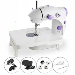 Портативна міні швейна машинка зі столиком та педаллю біла Mini Sewing SM202A - мініатюра 2