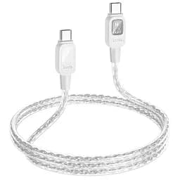 Дата кабель Hoco U124 Stone silicone power-off 60W Type-C to Type-C (1.2m) Gray - мініатюра 4