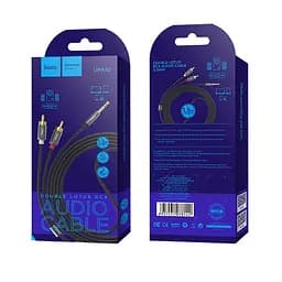 Кабель Hoco UPA10 double lotus rca audio cable 3.5mm Metal Grey - мініатюра 2
