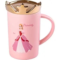 Чашка керамическая Happy Life Princess с крышкой розовая 400 мл HPCYM0845P