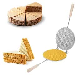 Вафельниця пірамідка форма для випічки вафельних коржів для тортових вафель на плиті Ø 18 см зі знімними ручками, RS 87765