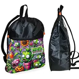 Рюкзак-мешок для обуви,спортивной формы Растения Против Зомби детская сумка для сменки с расширителем (01376)