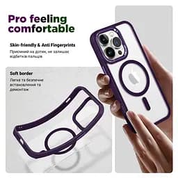 Чехол Apple iPhone 14, Unit MagSafe, фиолетовый, прозрачный, магсейф, противоударный, магнитный, панель-накладка с поддержкой MagSafe, с поддержкой беспроводной зарядки, TPU+PC, защита всего корпуса, ударопрочный, ArmorStandart (ARM74854) - мініатюра 2